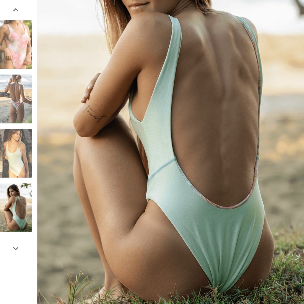 Sage One Piece Cucumber Palms | Retro Fit | Imsy Swimwear | Low Back